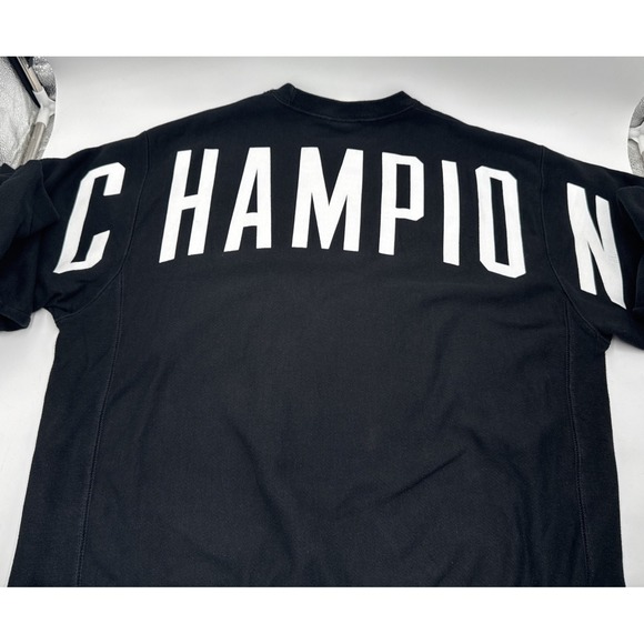 Champion Reverse Weave Mens Oversized Arch Crew Black Sweatshirt Sz Large - Picture 8 of 10